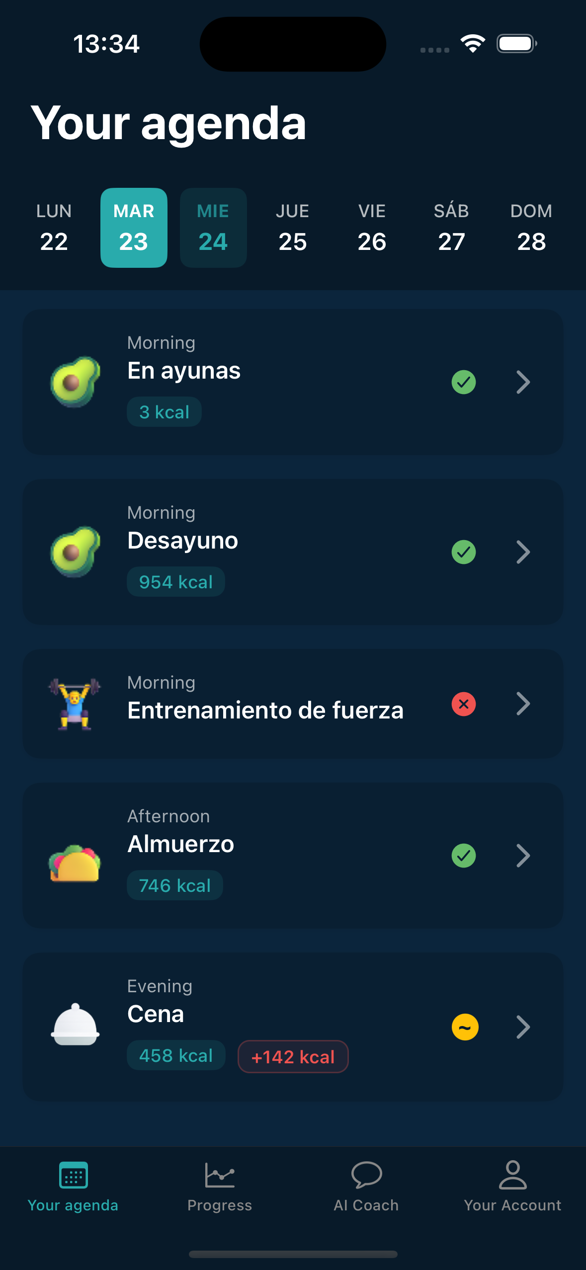 Daily tasks and calendar view